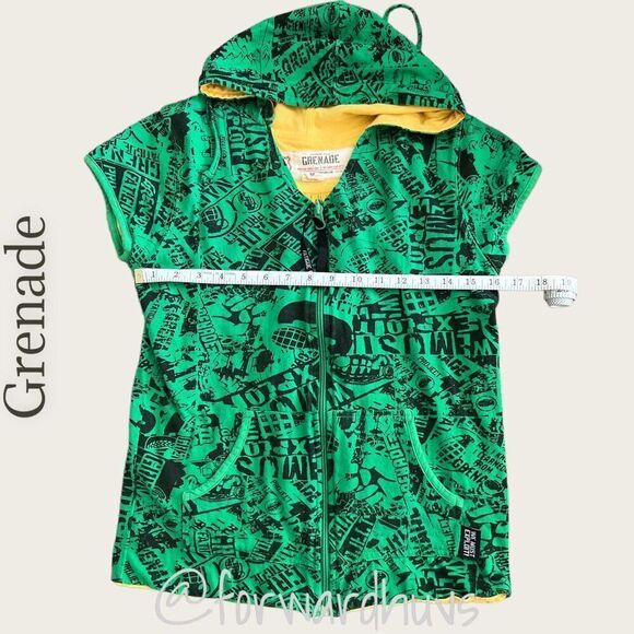 Grenade Short Sleeve Reversible Hoodie￼ Size Small - Picture 10 of 12